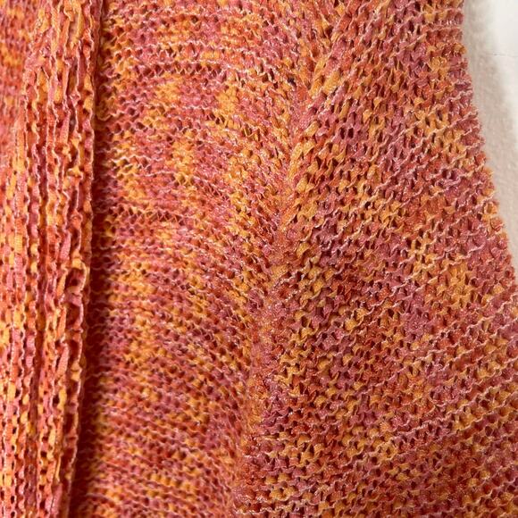 Ruby Rd. Rd women's medium knit cardigan sweater orange loose weave fringe - Picture 2 of 14